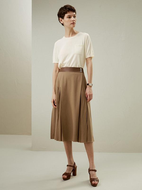 Merino Wool Wrap Midi Skirt Product Image