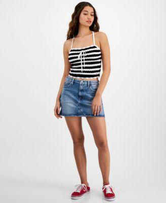 Women's Crochet Striped Tank Top & Izzie Mini Denim Skirt product image