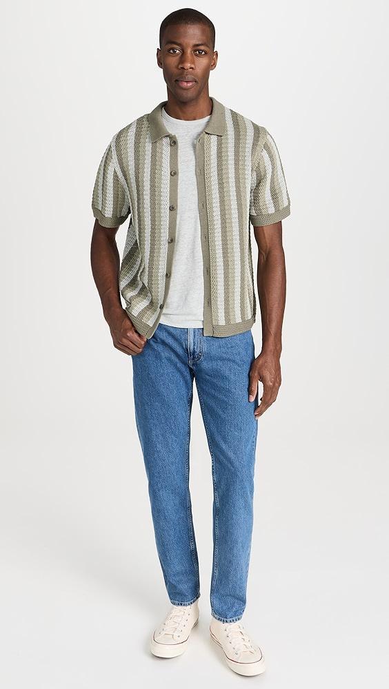 Vince Crochet Stripe Button Down Shirt | Shopbop Product Image