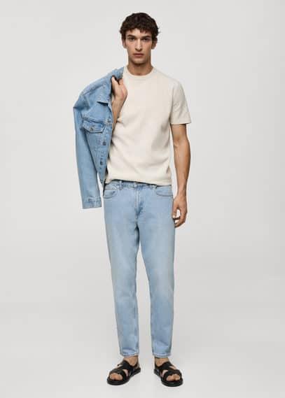 MANGO MAN - Ben tapered cropped jeans light blueMen Product Image