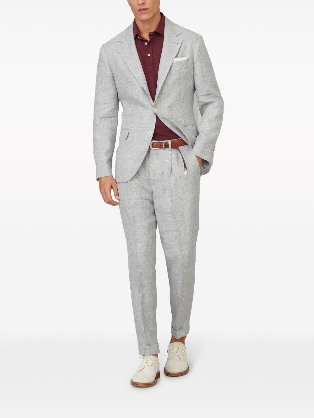 Peak-lapels Single-breasted Blazer In Grey Product Image