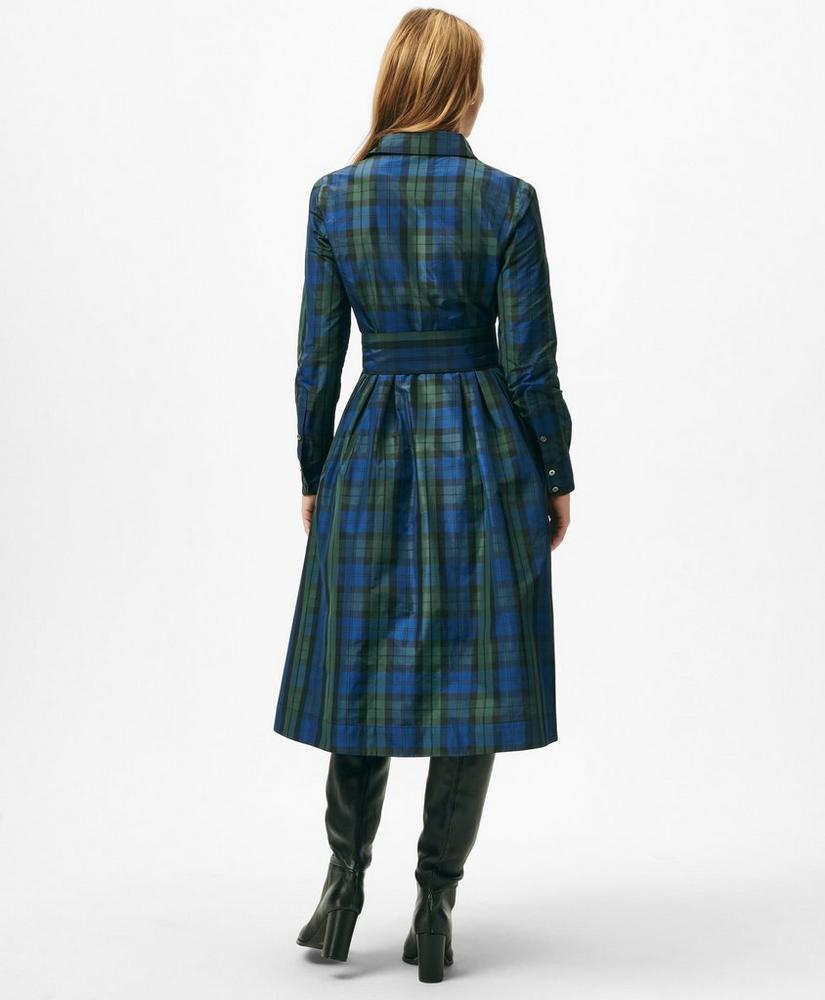 Belted Shirt Dress in Black Watch Tartan Taffeta Product Image