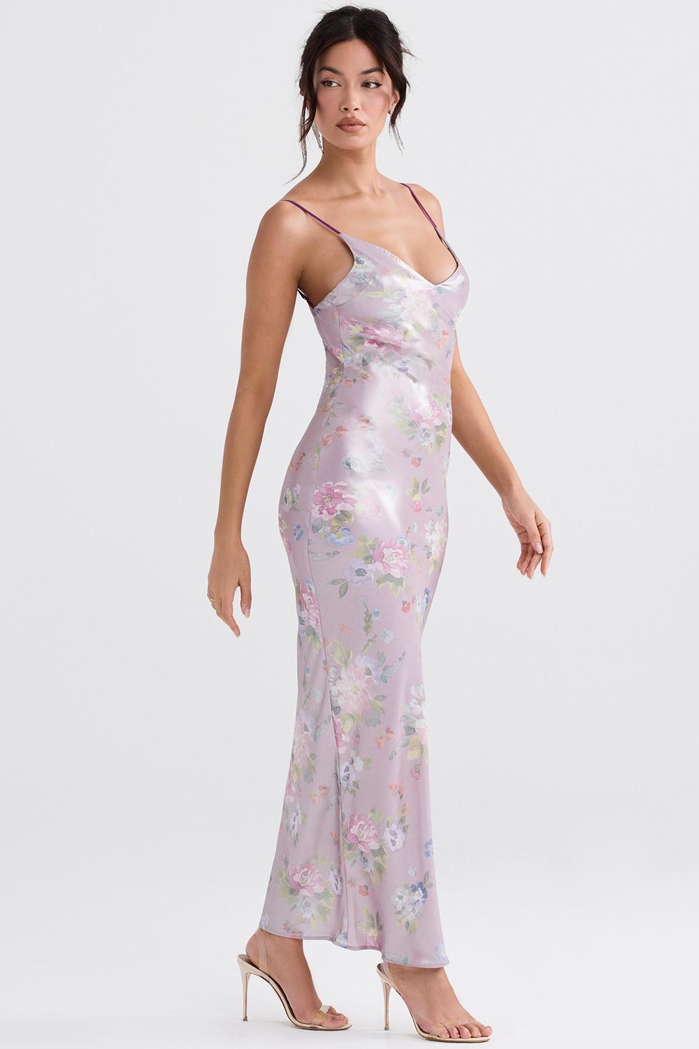 Aria Mauve Floral Maxi Dress Product Image