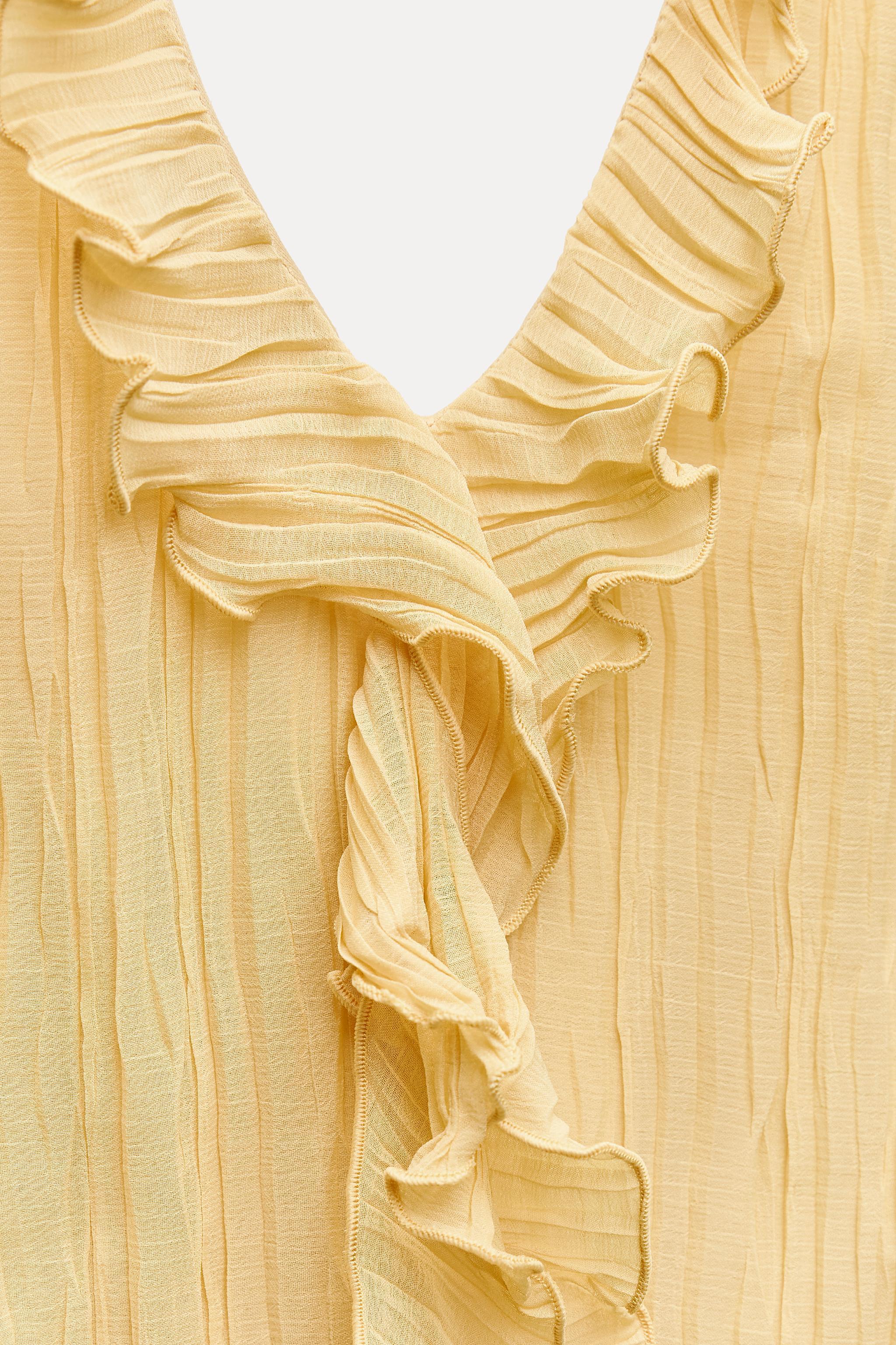 RUFFLED PLEATED ASYMMETRIC DRESS Product Image