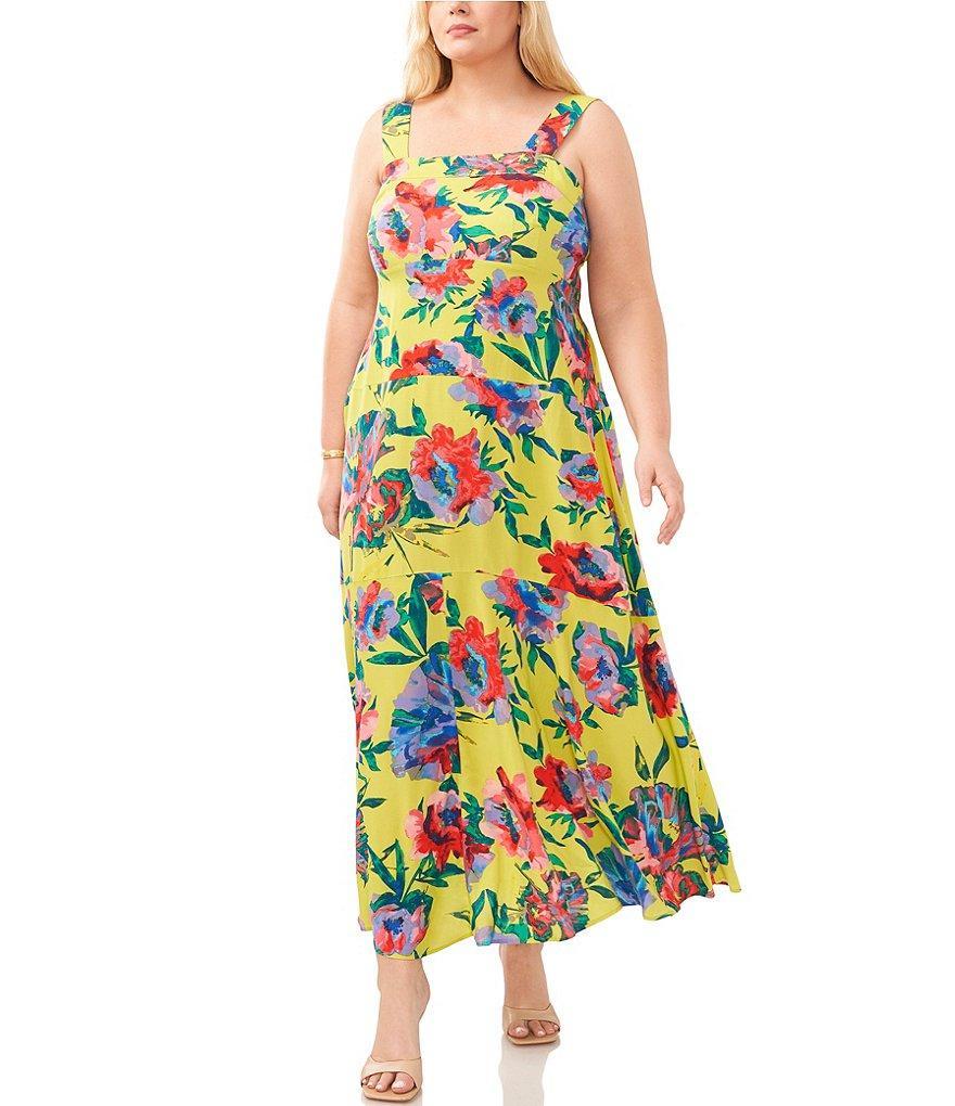 Vince Camuto Plus Size Square Neck Sleeveless A Line Maxi Dress Product Image