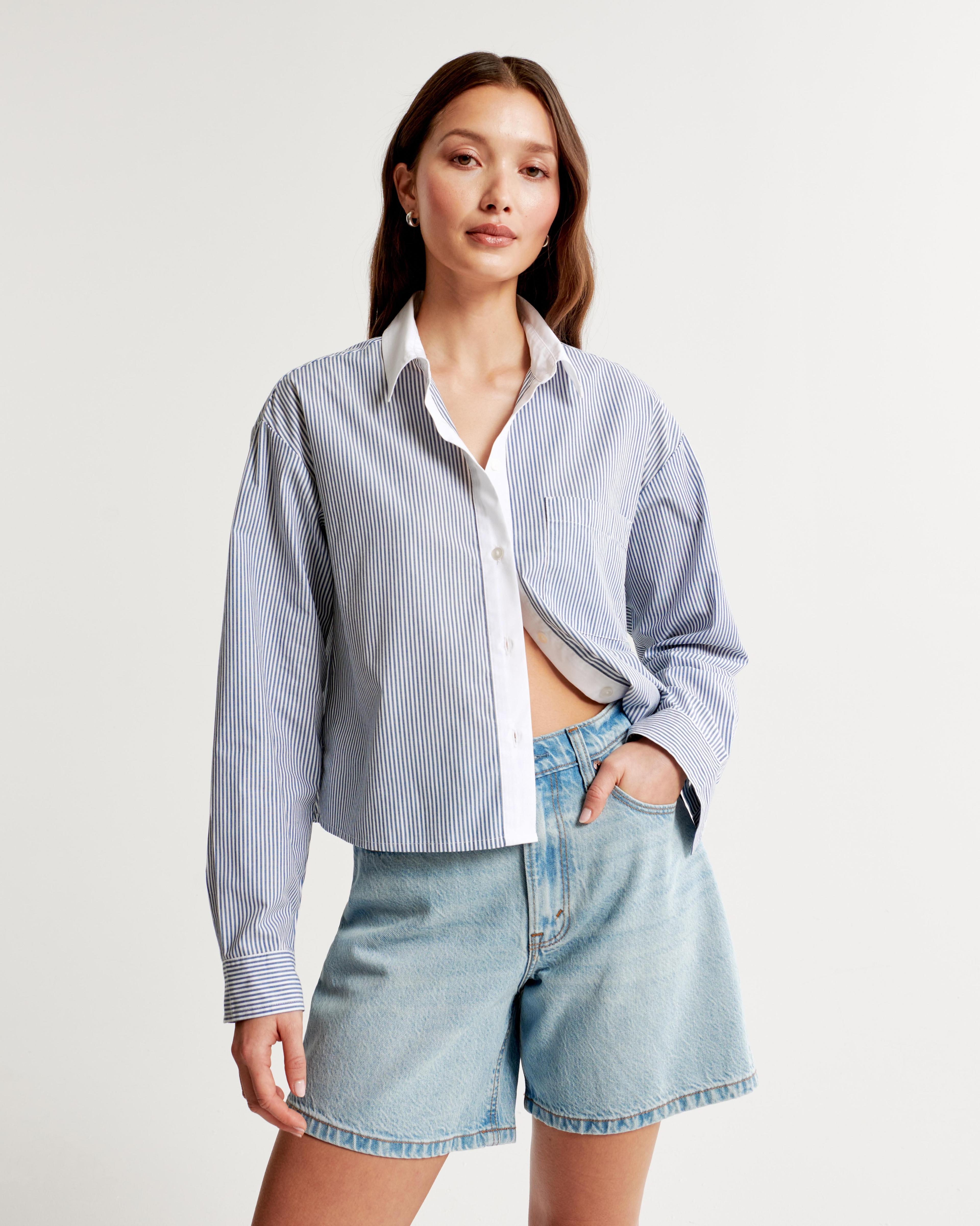 Oversized Cropped Poplin Shirt Product Image