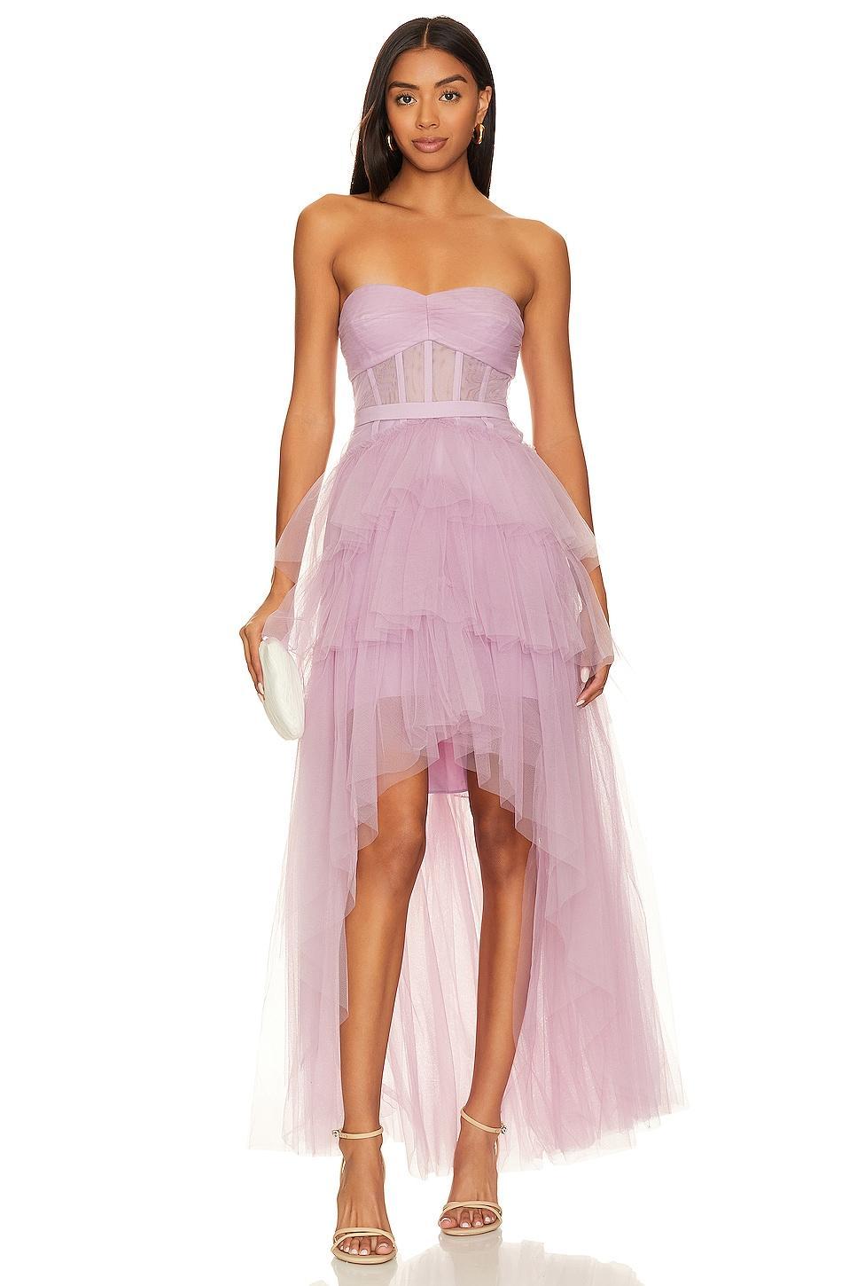 Ruffled High Low Gown BCBGMAXAZRIA Product Image