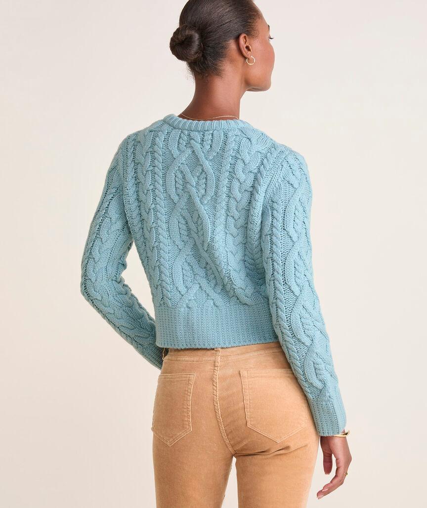 Merino Wool Cashmere Blend Cable Cardigan Product Image