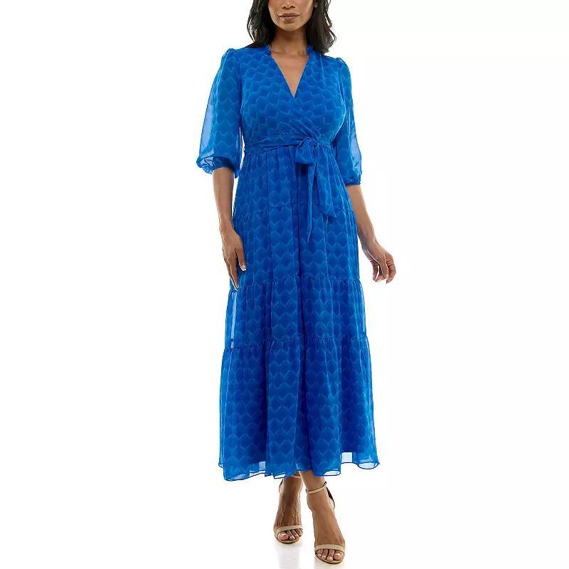 Womens Maison Tara Surplice Tier Skirt Maxi Dress Blue Product Image