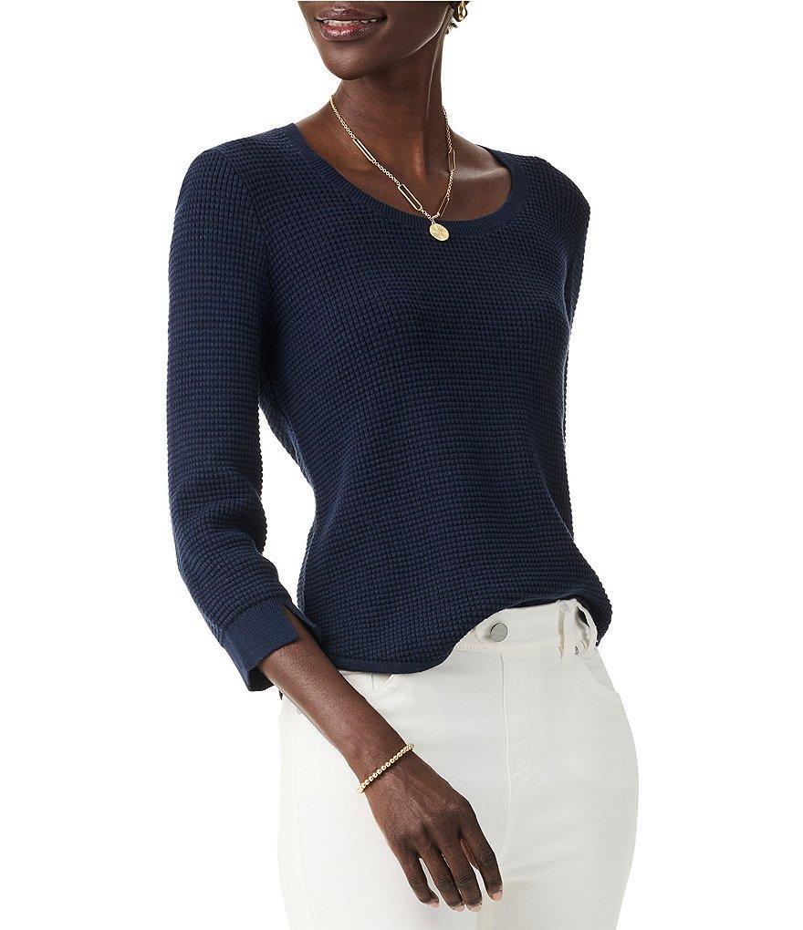 NIC + ZOE Chill Out Knit Scoop Neck 3/4 Sleeve Sweater Product Image