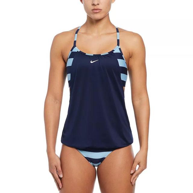 Womens Nike Statement Stripe Layered Tankini Swim Top Light Red Product Image