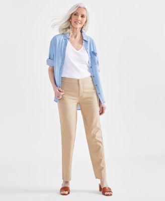 Style & Co Womens Mid-Rise Linen Blend Ankle-Length Pants, Created for Macys Product Image