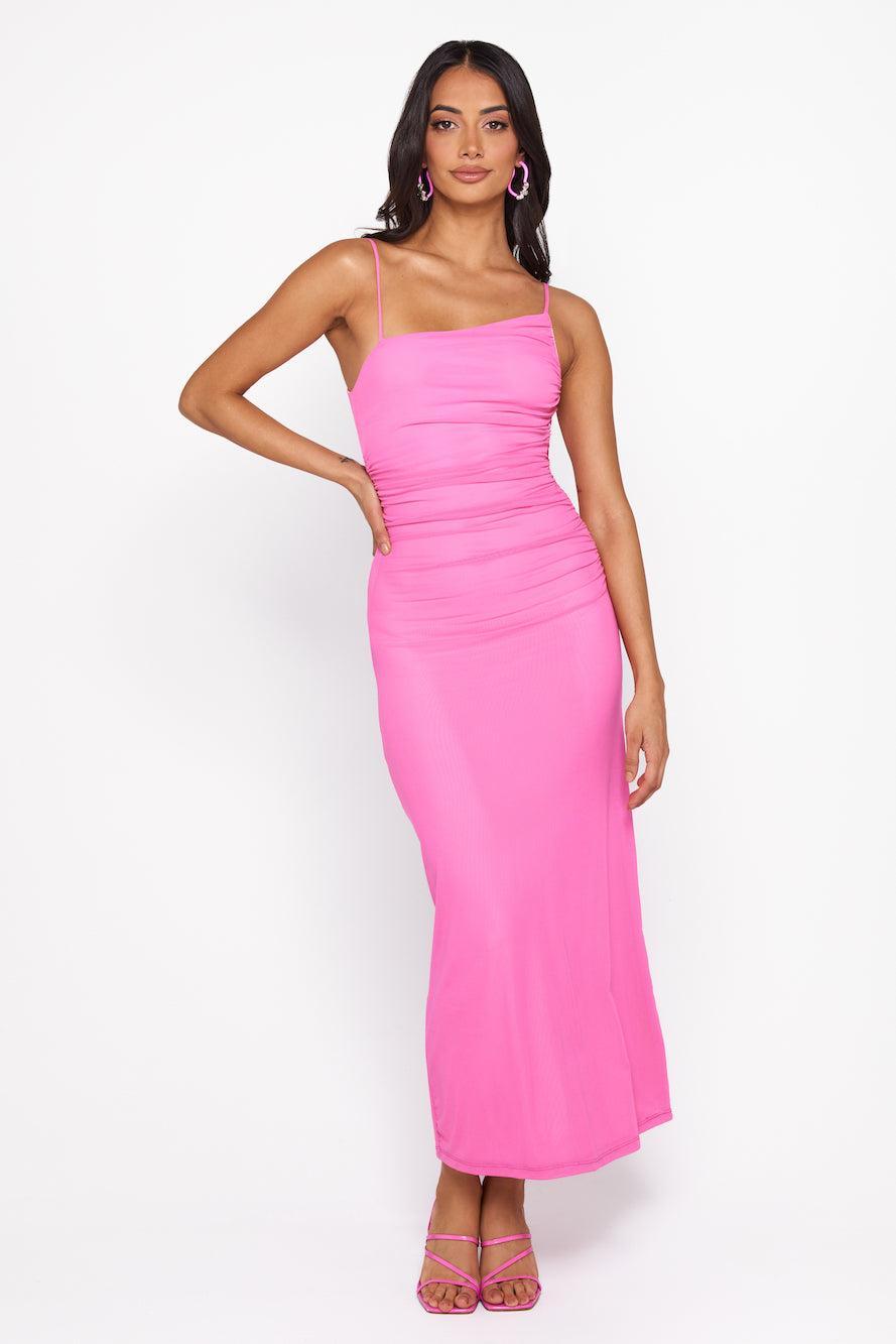 Fit To Love Mesh Maxi Dress Pink Product Image