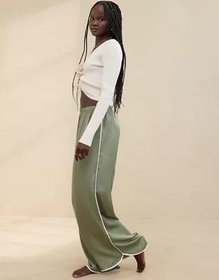 Aerie Off-Duty Satin Piping Trouser PJ Product Image