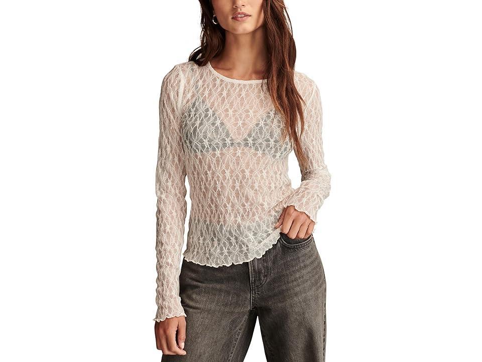 Lucky Brand Lace Layering Top (Tofu) Women's Clothing Product Image