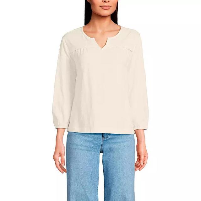 Womens Lands End 3/4 Sleeve Slub Notch Neck Top Product Image