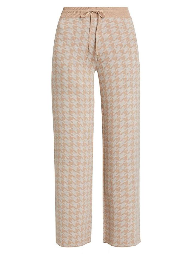 Womens Houndstooth High-Rise Straight-Leg Pants Product Image