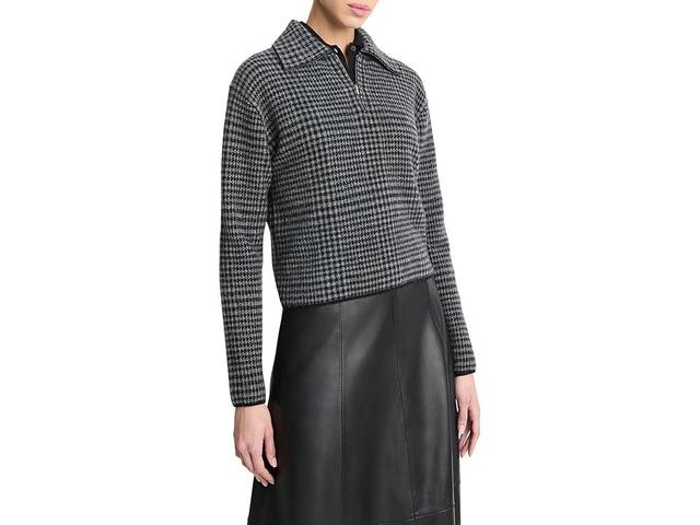 Vince Plaid 1/2 Zip Pullover (Heather Smoke/Black Combo) Women's Sweater Product Image