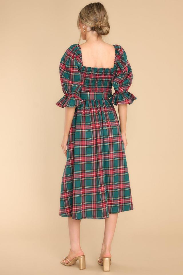 Aura Wishful Wonderland Emerald Plaid Midi Dress Green Product Image