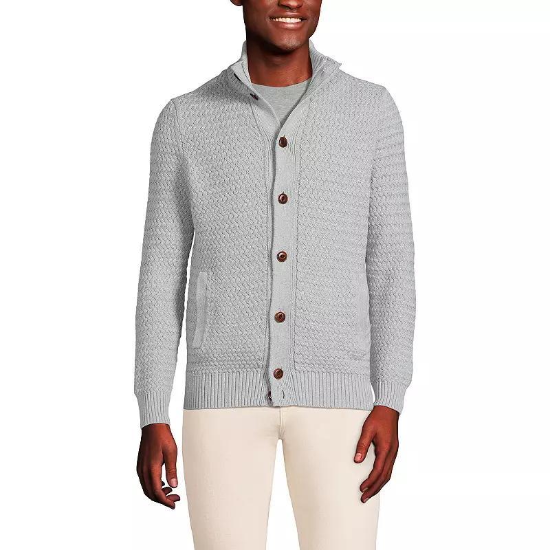 Mens Lands End Long Sleeve Drifter Mock Neck Cardigan Product Image