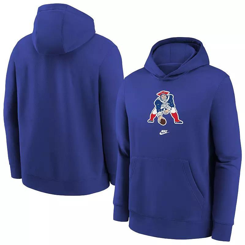 Mens Nike Royal New England Patriots Rewind Club Fleece Pullover Hoodie, Boys Product Image