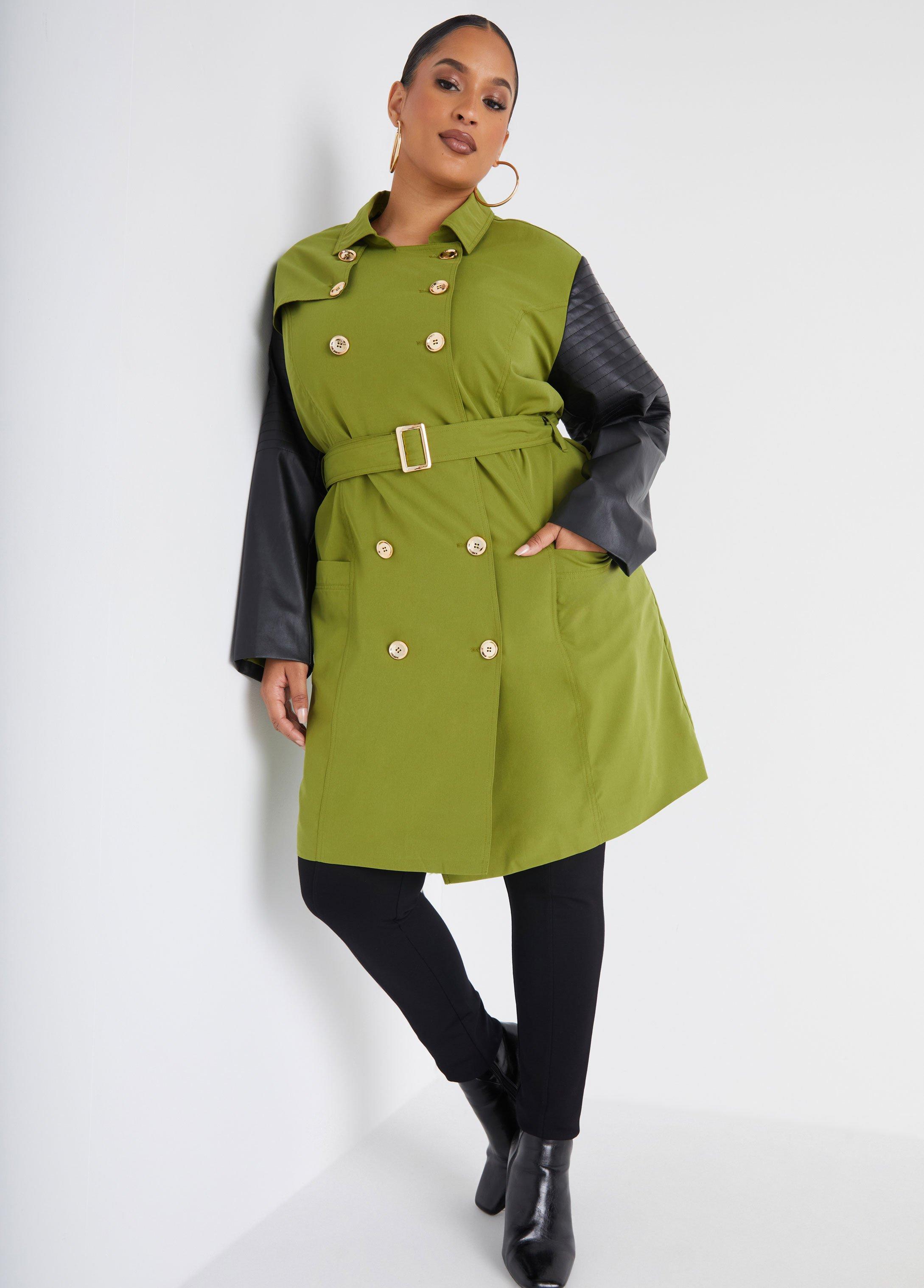 Leather Paneled Trench Coat Product Image