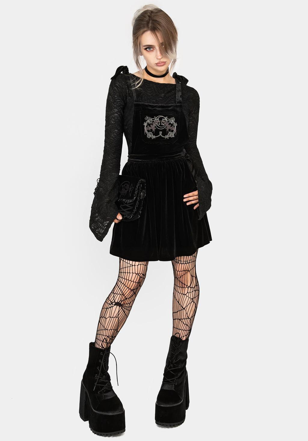 Vampyrum Bat Embroidered Mini Pinafore Dress Product Image