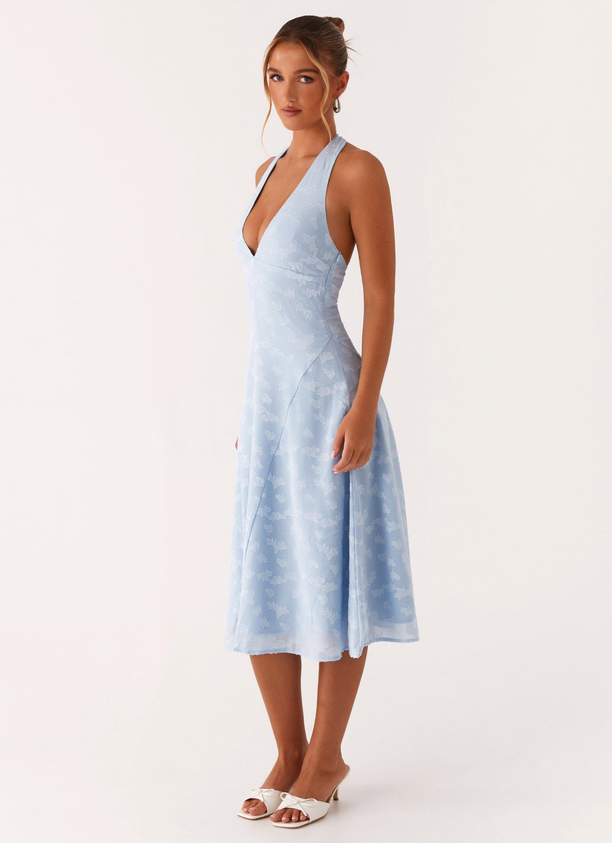 Sashi Halterneck Midi Dress - Pale Blue Product Image