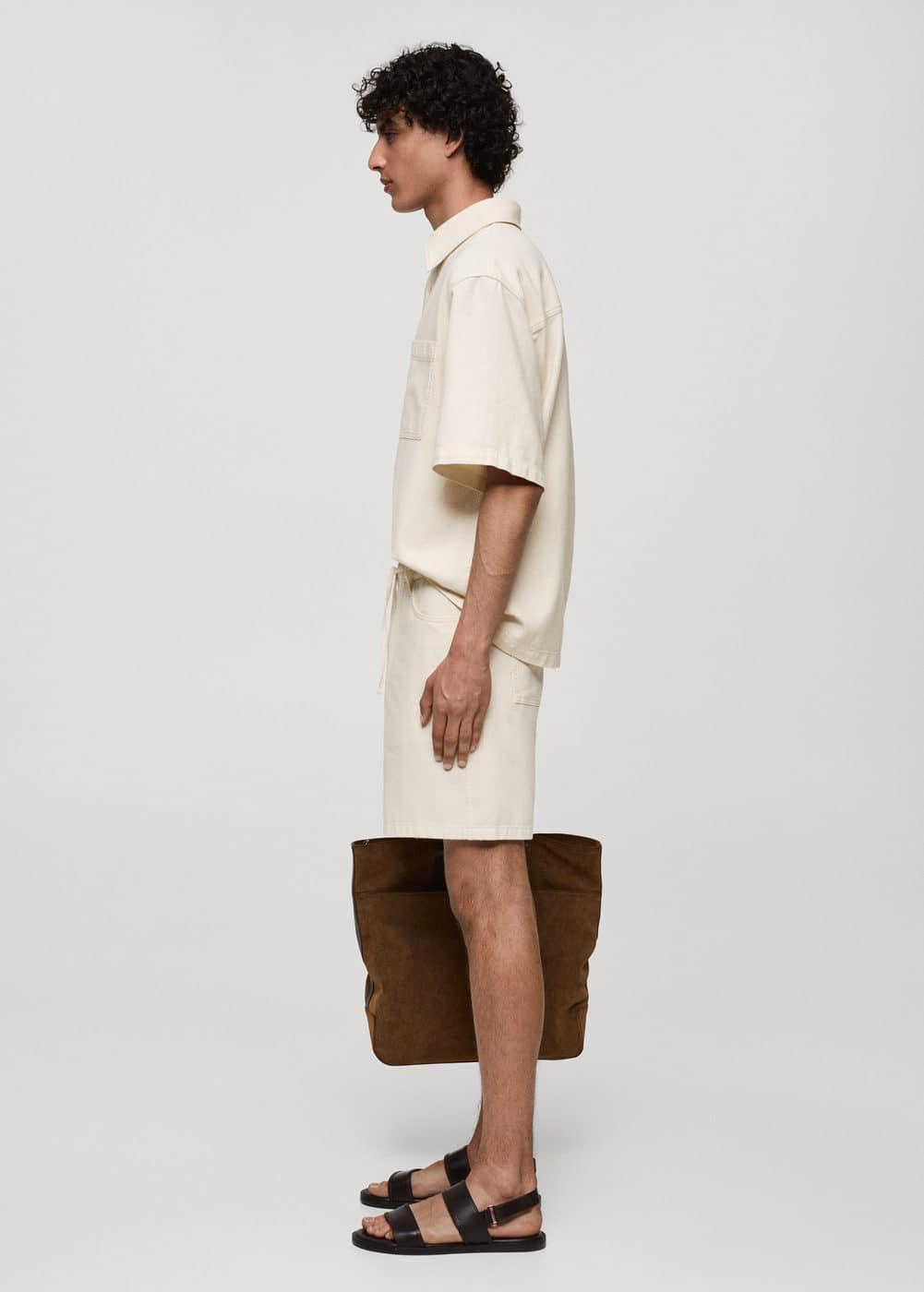 MANGO MAN - Cotton shorts with drawstring off whiteMen Product Image