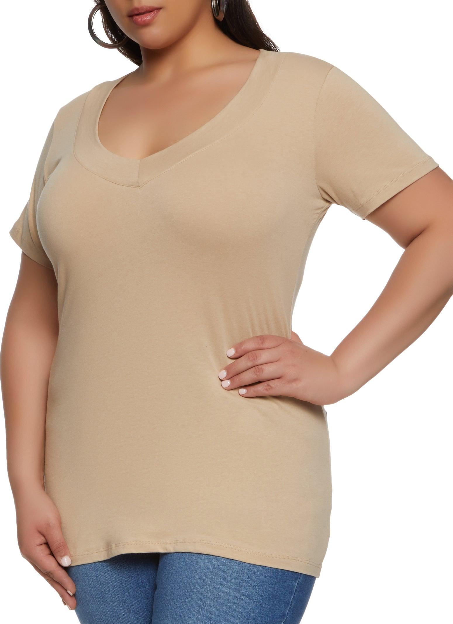 Womens Plus Size Basic V Neck Tee Product Image