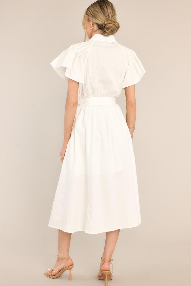 I Just Know White Cotton Button Front Midi Dress Product Image