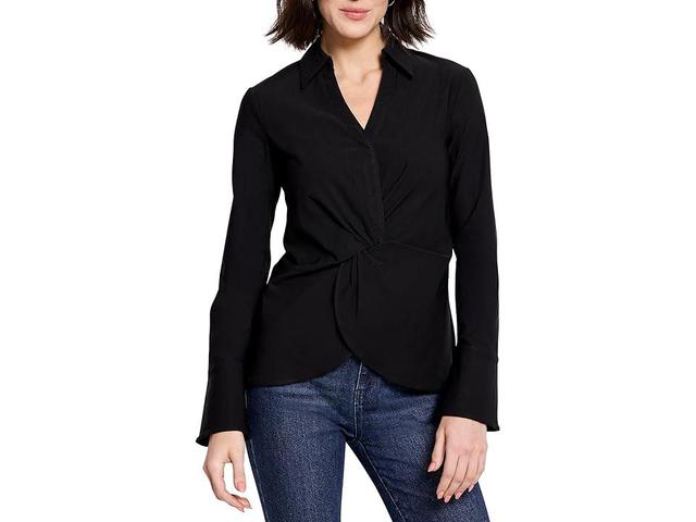 NIC+ZOE Polished Wonderstretch Twist Front Shirt Onyx) Women's Clothing Product Image