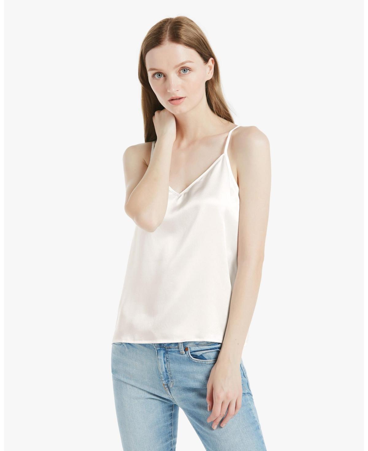 Womens V Neckline Silk Camisole with Spaghetti Straps Product Image