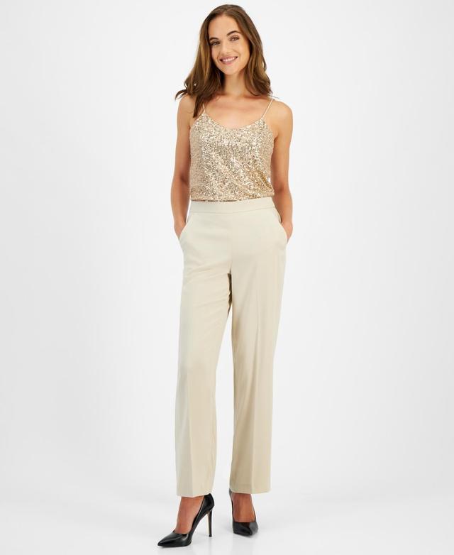 Anne Klein Womens Pull-On High-Rise Satin Pants Product Image