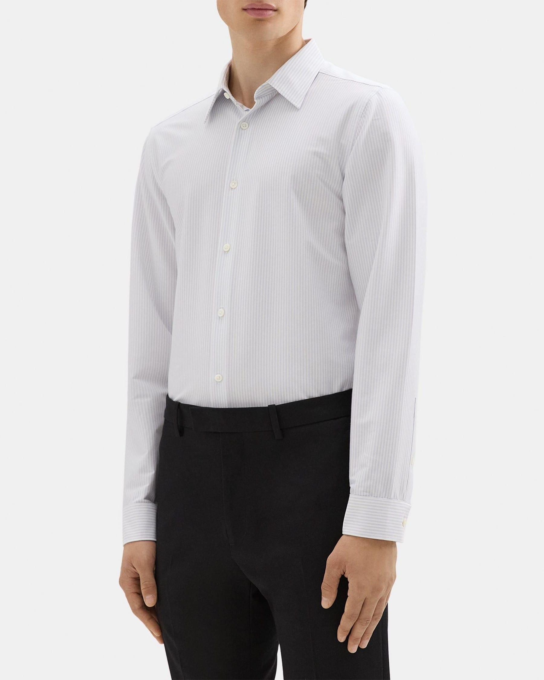 Tailored Shirt in Striped Structure Knit Product Image