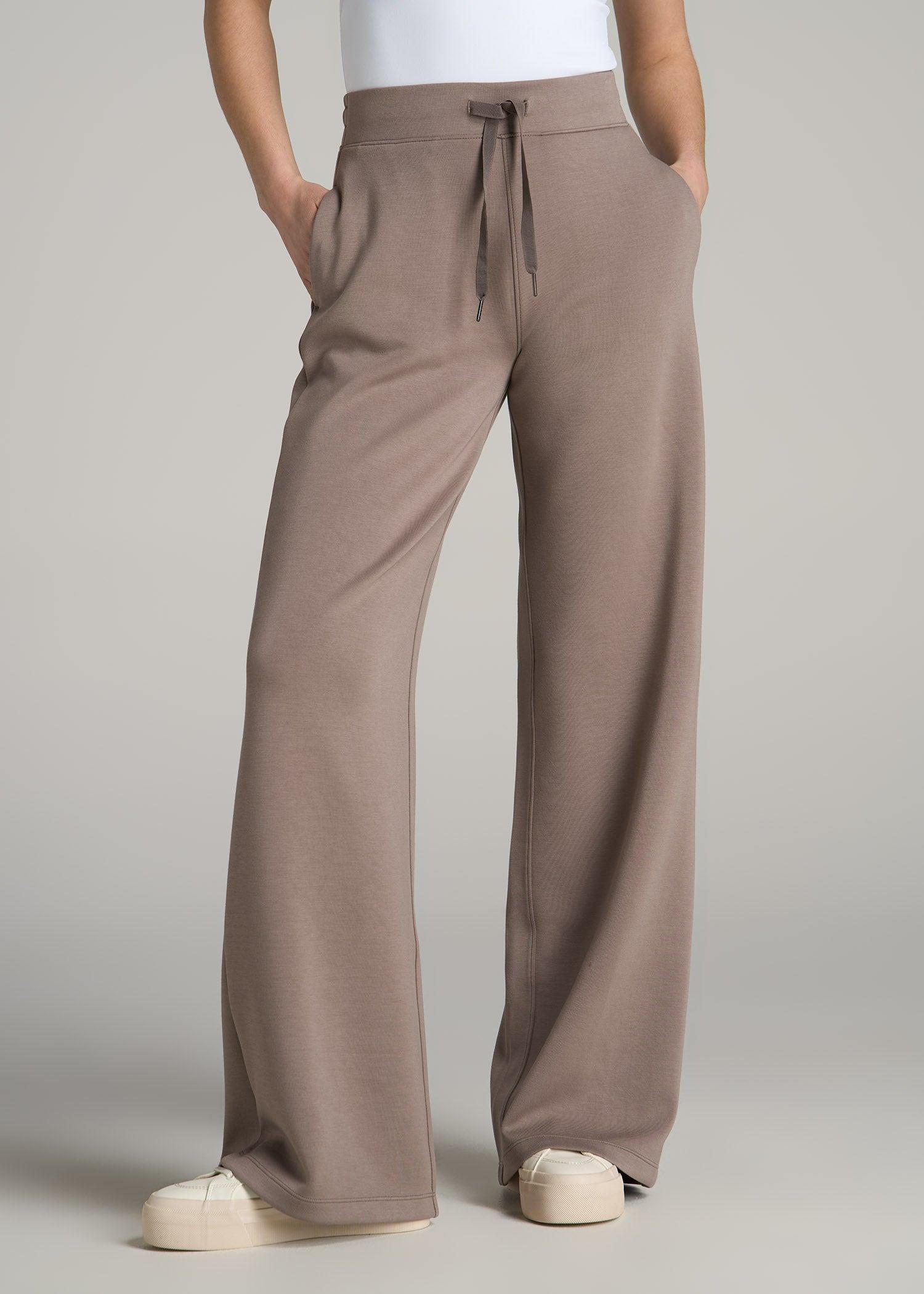 Pull-On Tie Waist Wide Leg Pants for Tall Women in Portobello Product Image