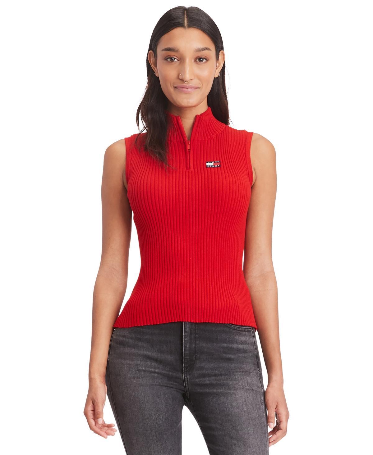 Tommy Jeans Womens 1/4-Zip Sleeveless Badge Sweater Product Image