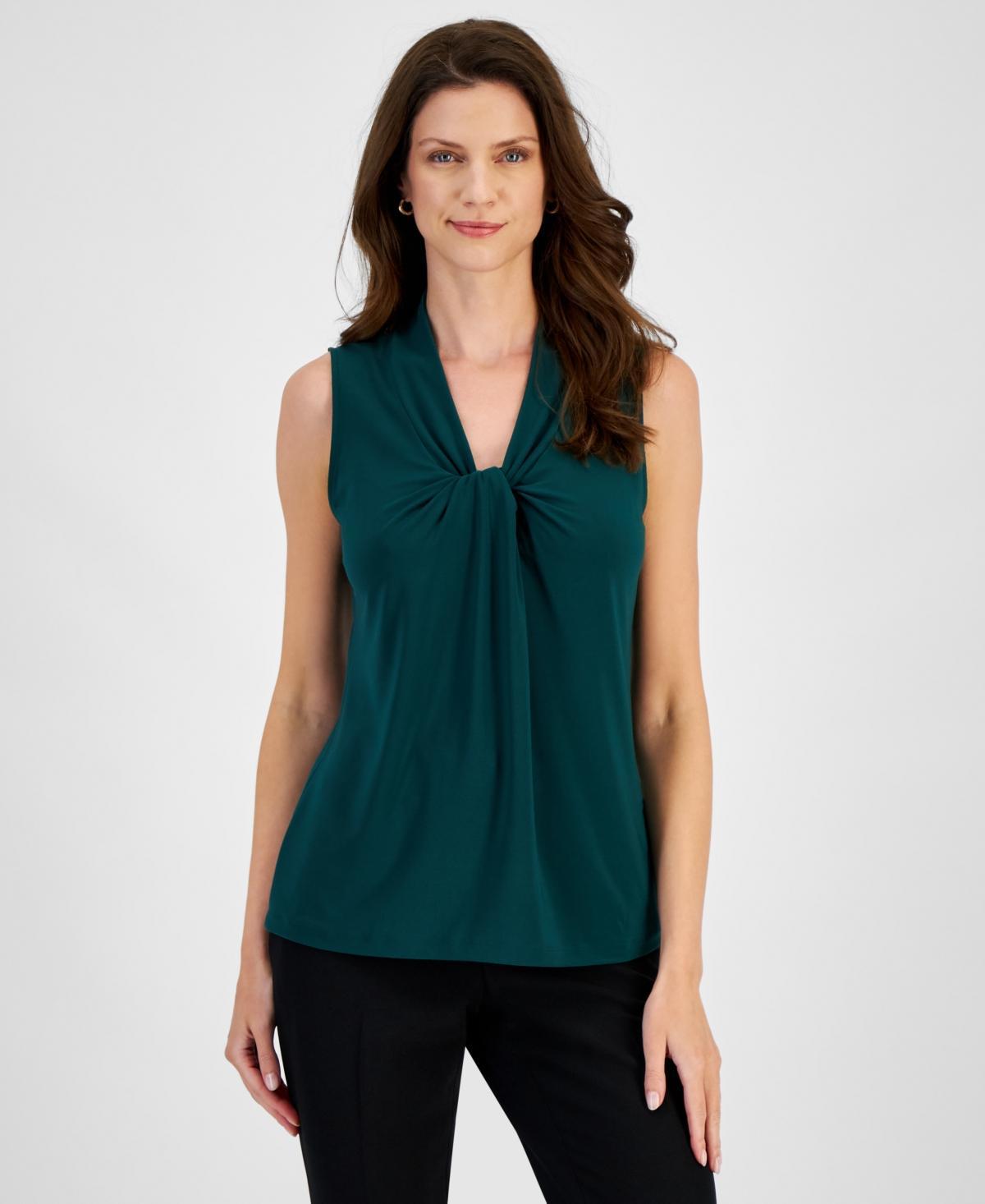 Kasper Womens Knot-Front Sleeveless Blouse Product Image