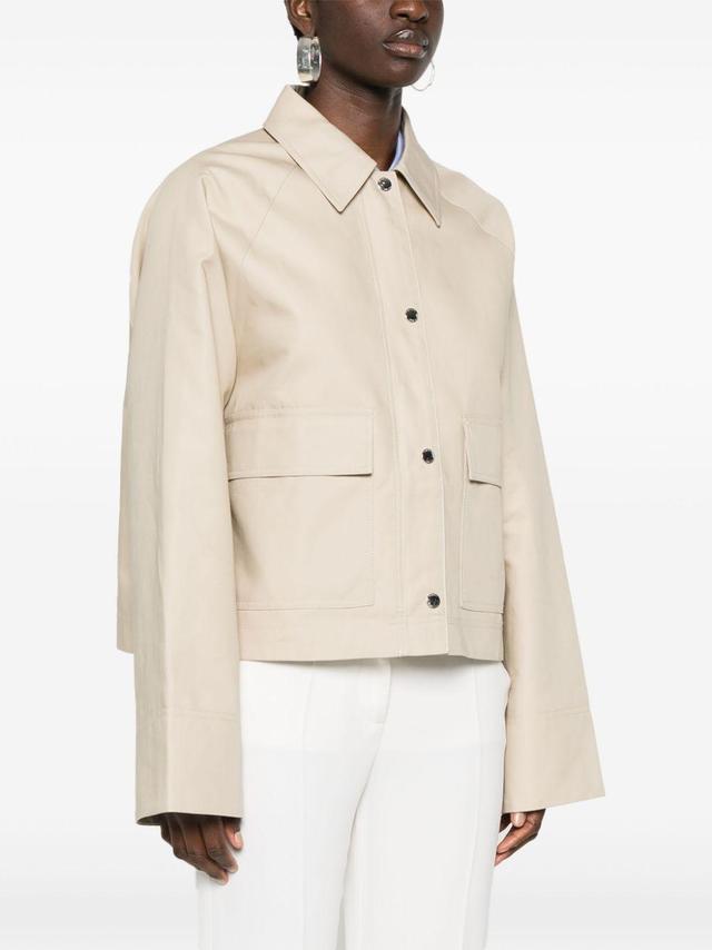 Organic Cotton Cropped Jacket In Beige Product Image