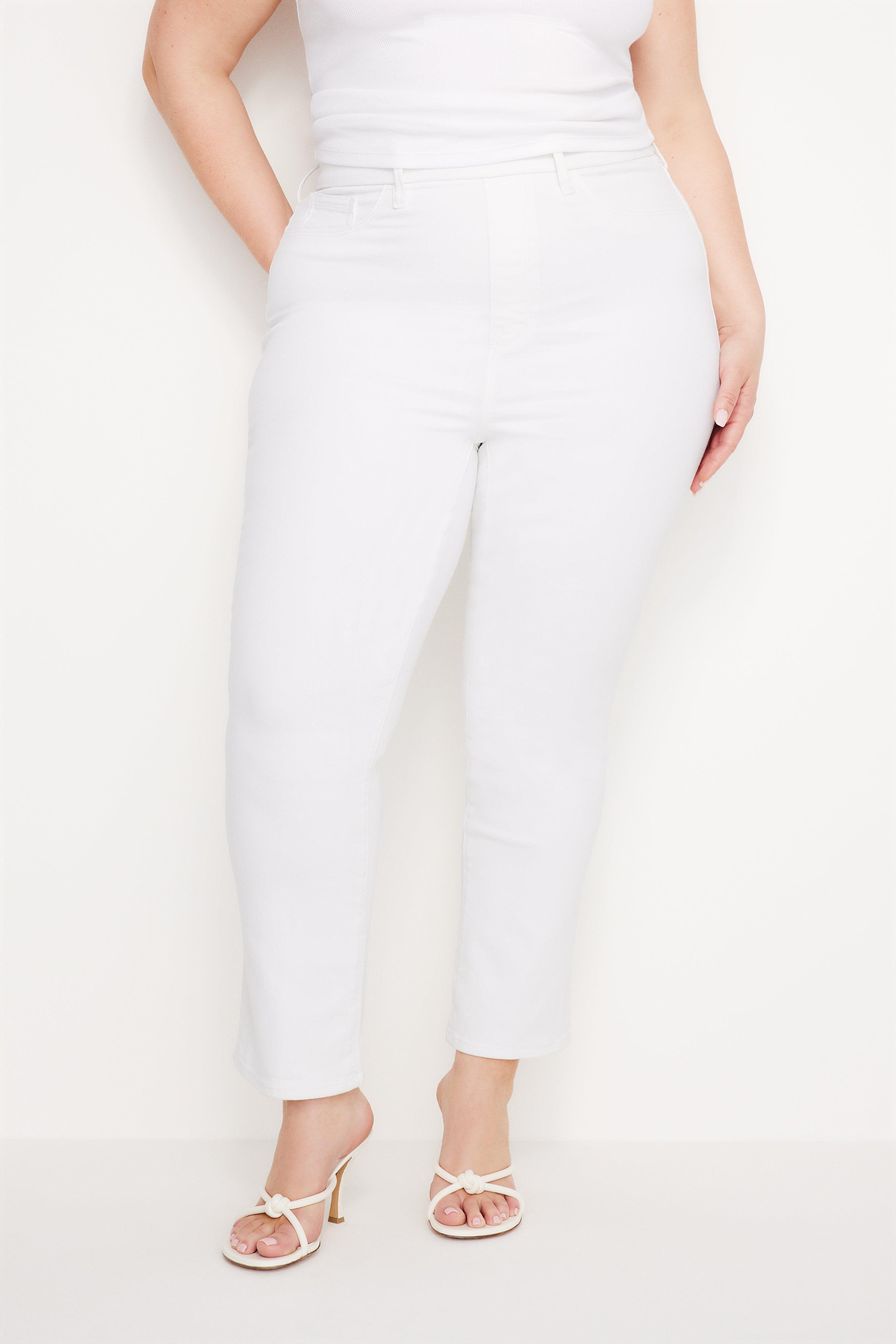 POWER STRETCH PULL-ON STRAIGHT JEANS | WHITE001 Product Image