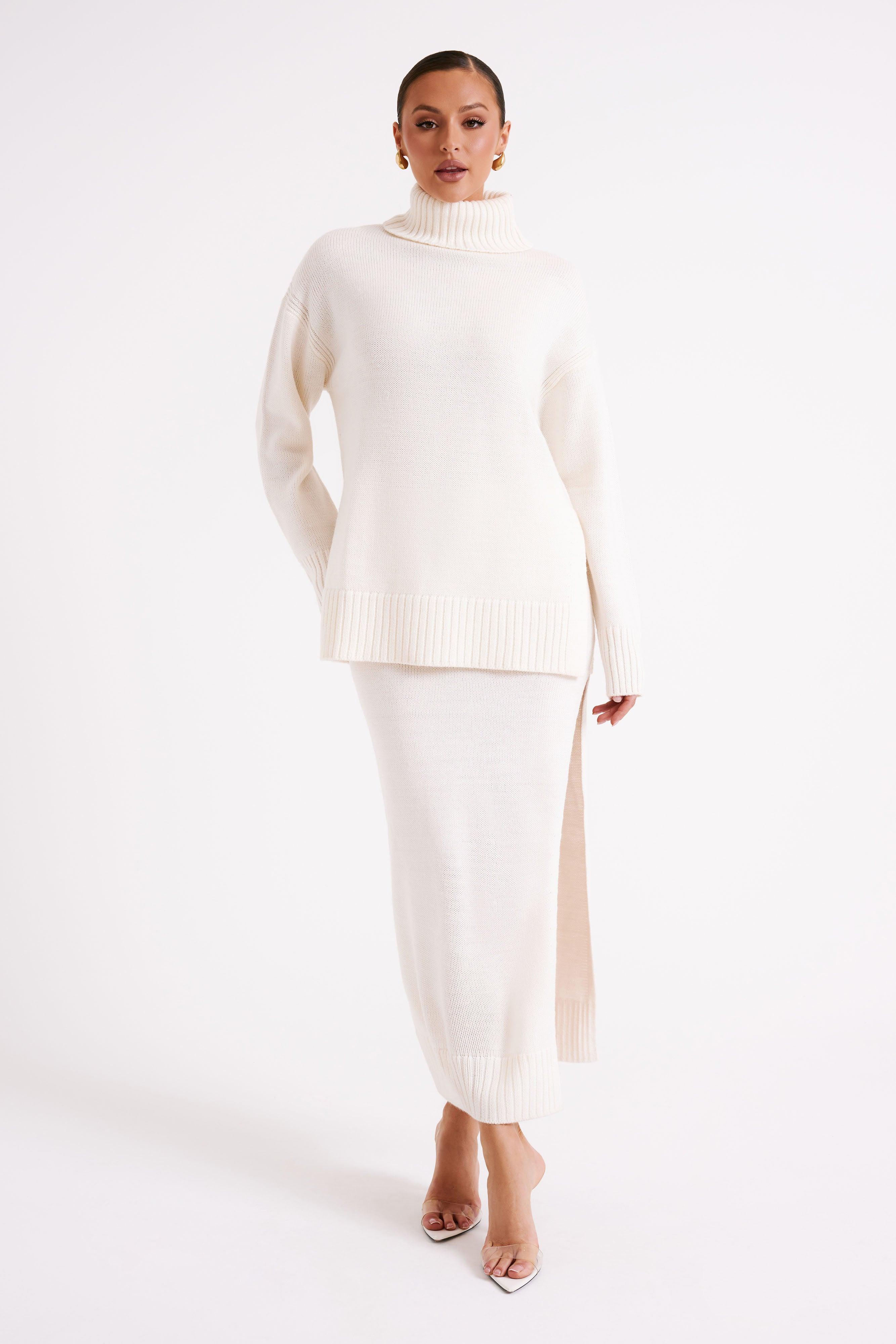 Brittany Knit Midi Skirt - Ivory Product Image