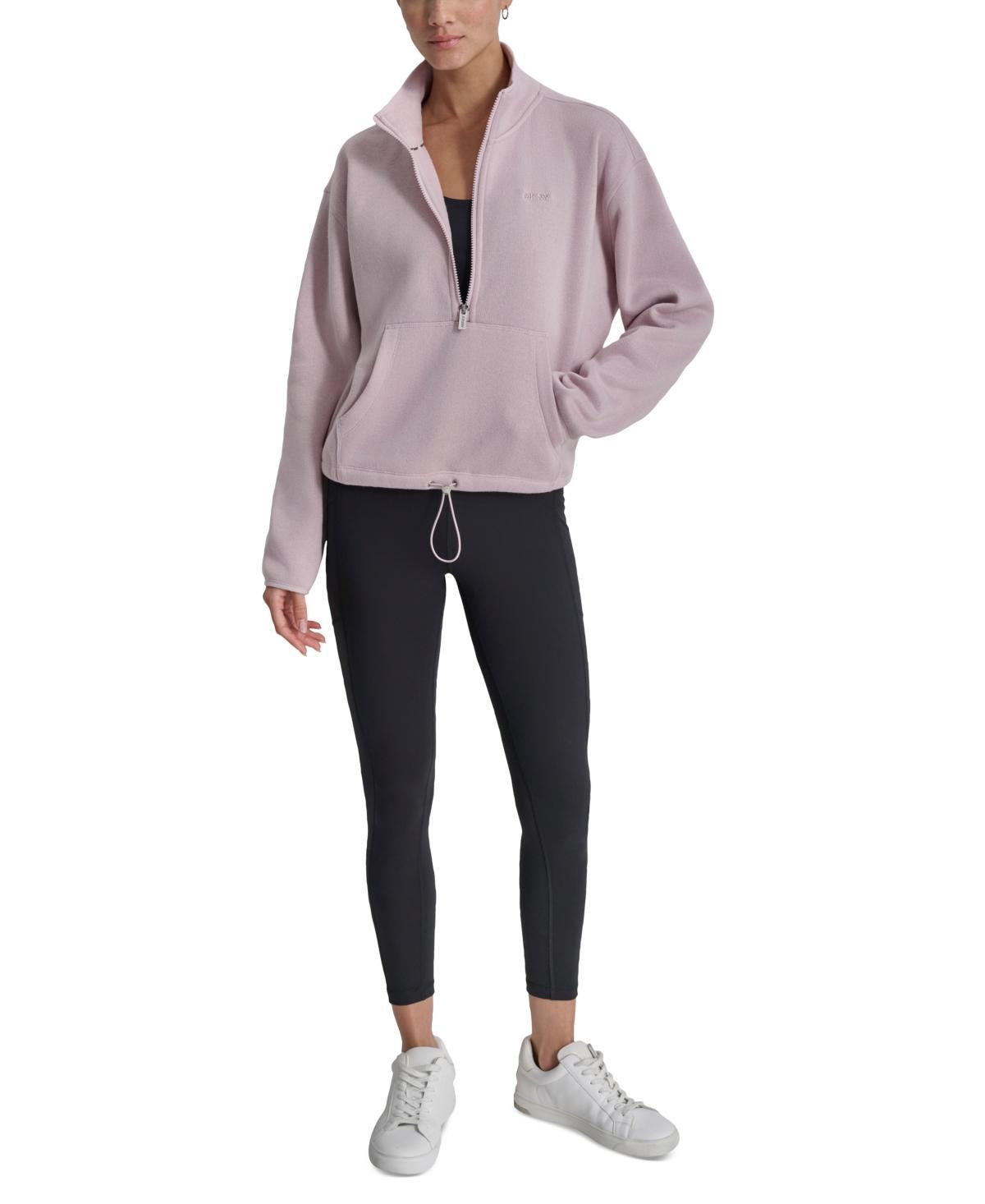 Dkny Womens Fleece Half-Zip Bungee-Hem Sweater Product Image