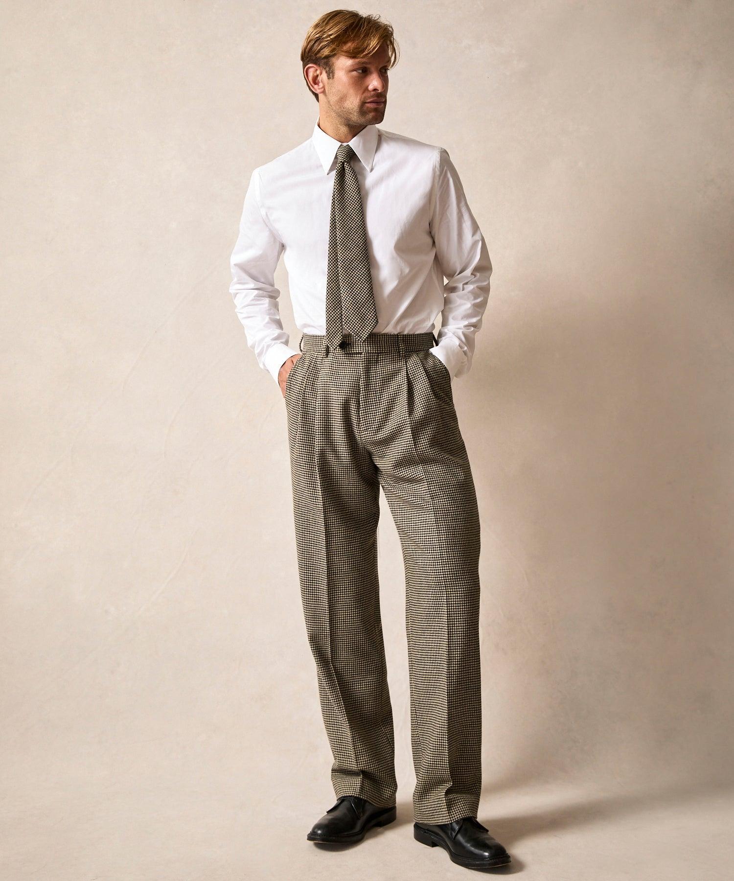 Italian Flannel Wythe Trouser in Cream Houndstooth Product Image