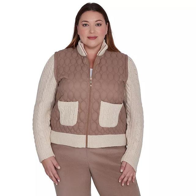 Plus Size Alfred Dunner Sweater Trim Quilted Jacket, Womens Product Image