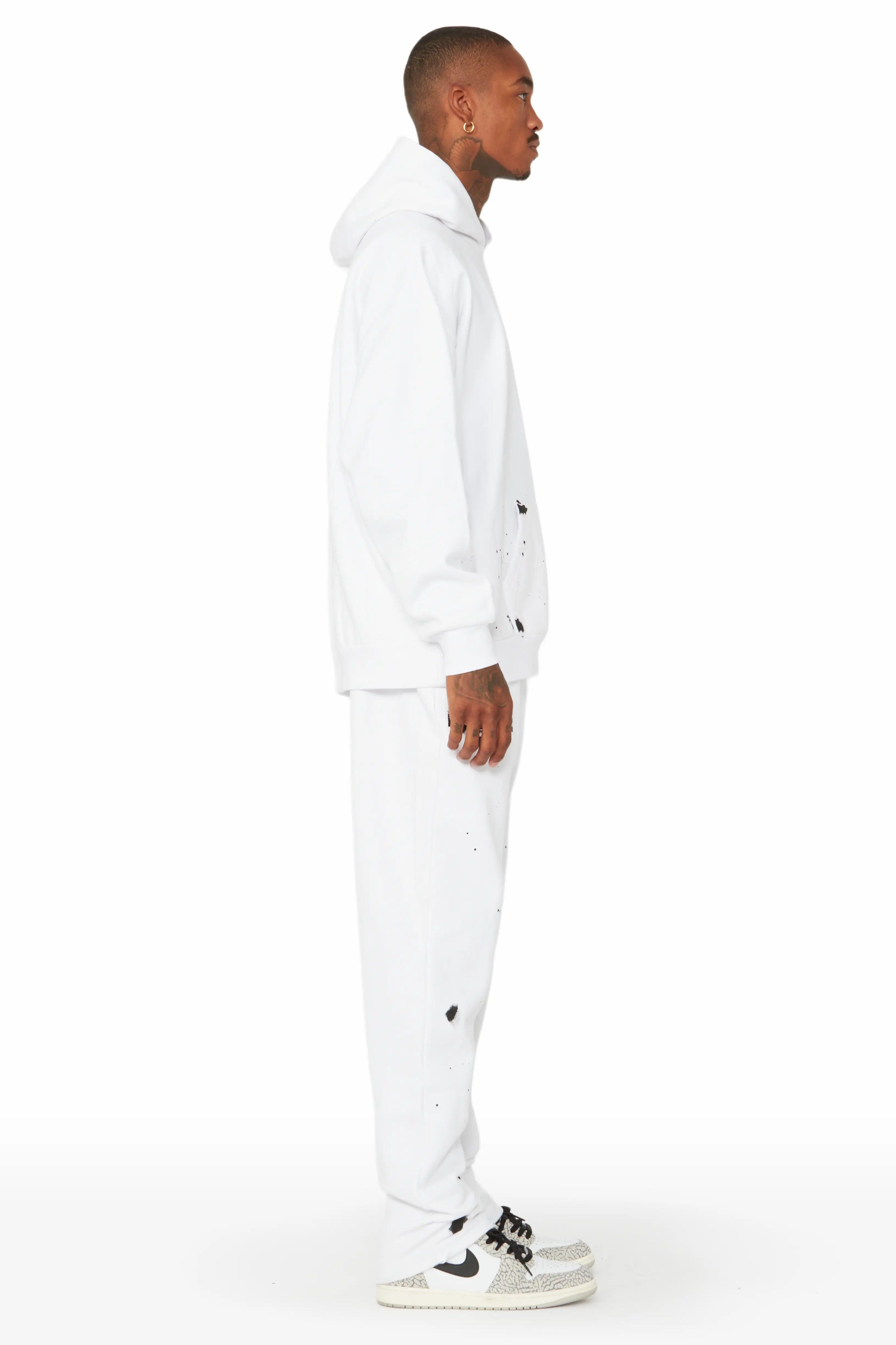 Raffer White Hoodie/Stacked Flare Track Set Male Product Image