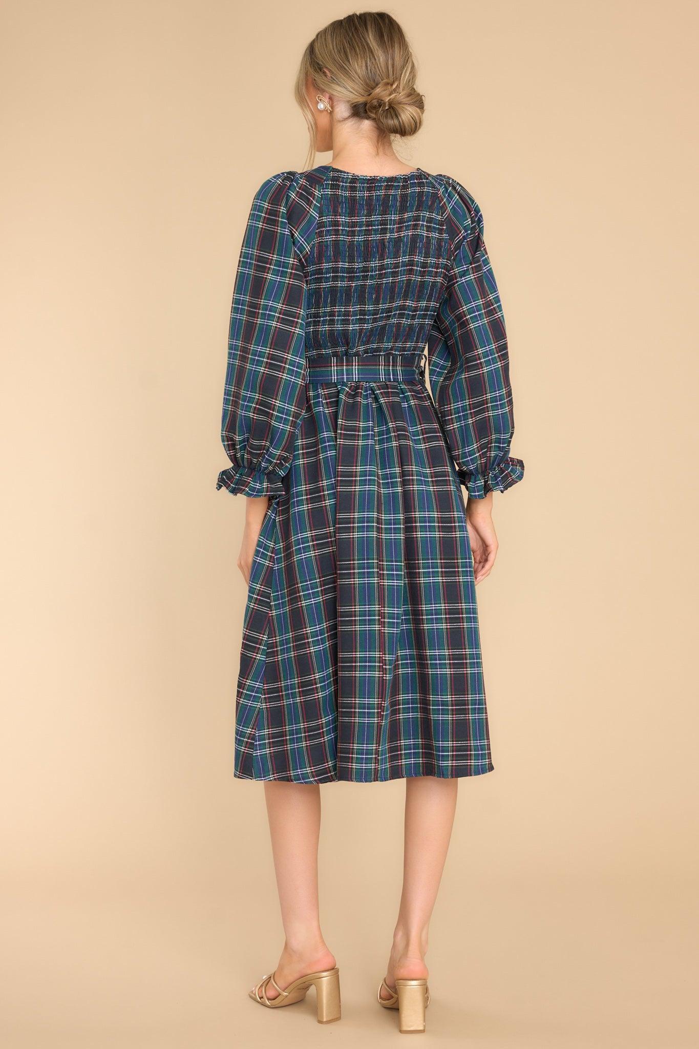 All Spruced Up Black Multi Plaid Midi Dress Product Image