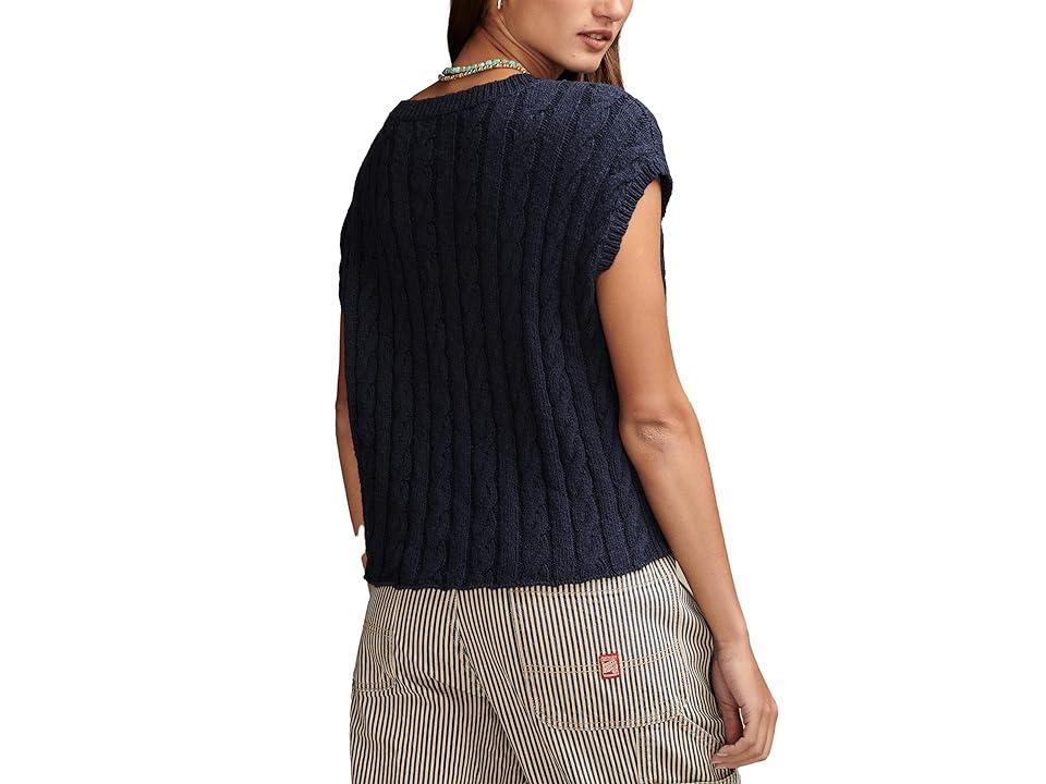 Lucky Brand Baby Cable Crew Sweater (Cadet Navy) Women's Sweater Product Image