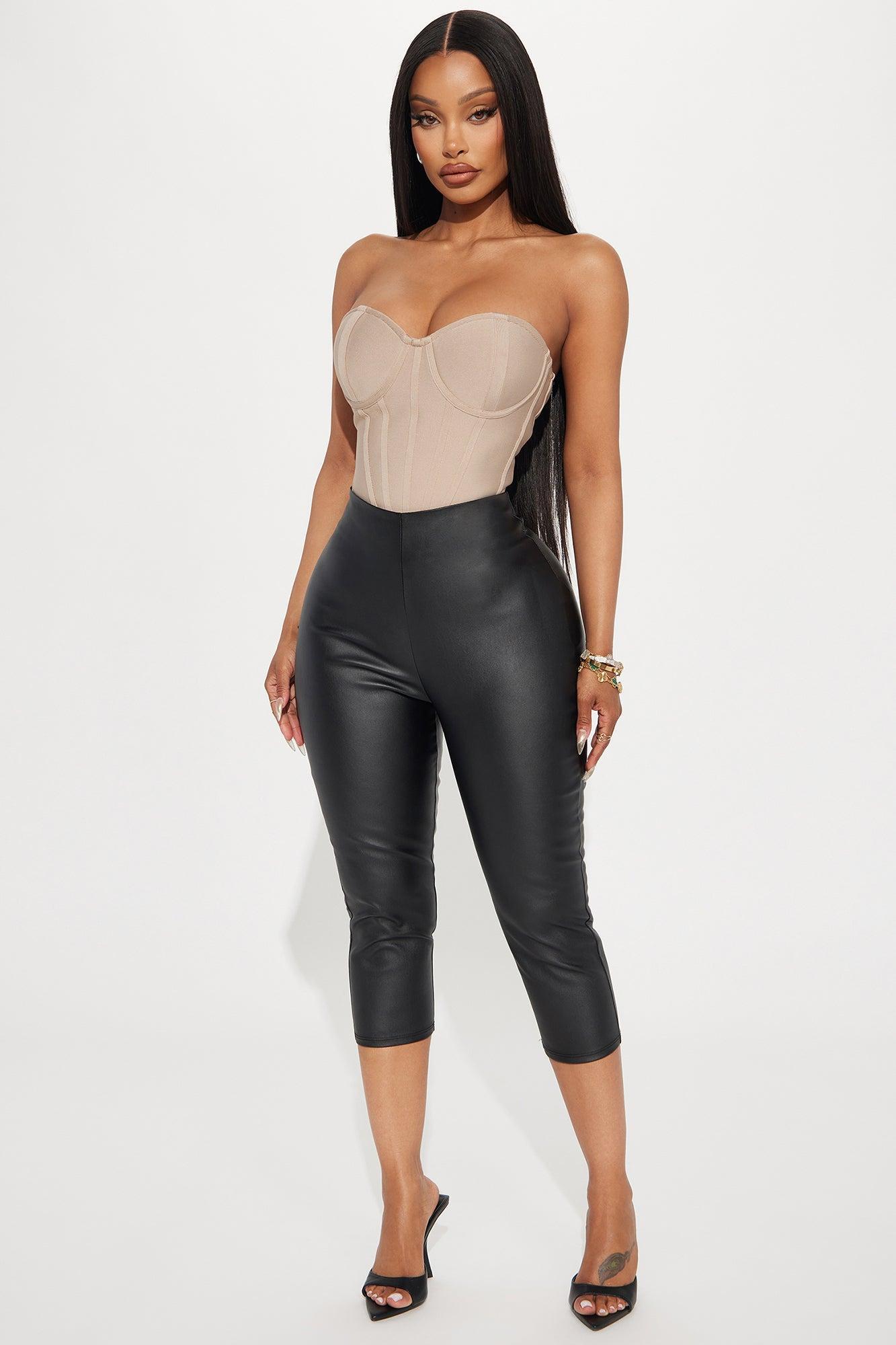 Martini Nights Faux Leather Capri Pant - Black Product Image