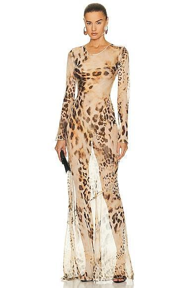 retrofete Vienna Dress in Vintage Cheetah - Beige. Size S (also in L, M, XS). Product Image