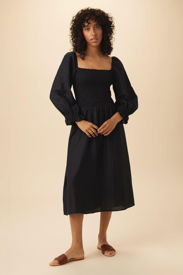 Averill Ramie Viscose Dress - Black Product Image